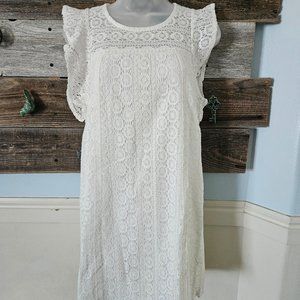 NWT Very J Lovely Lace Overlay Dress in Ivory Sizes S/L